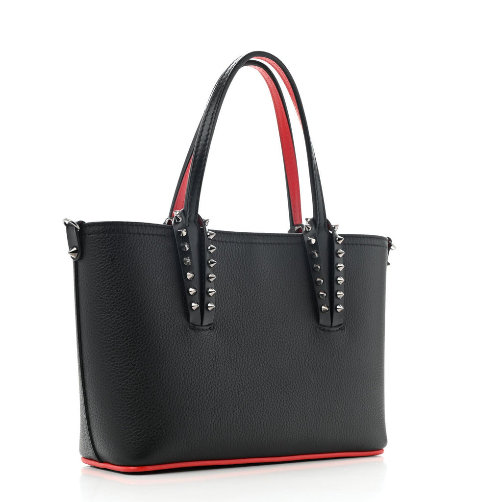 Calfskin Empire Spiked Mini East West Cabata Shopper Tote Black