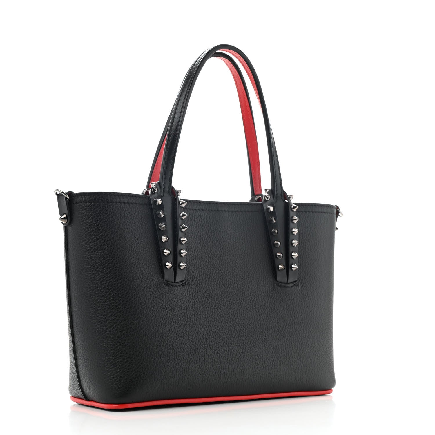 Calfskin Empire Spiked Mini East West Cabata Shopper Tote Black