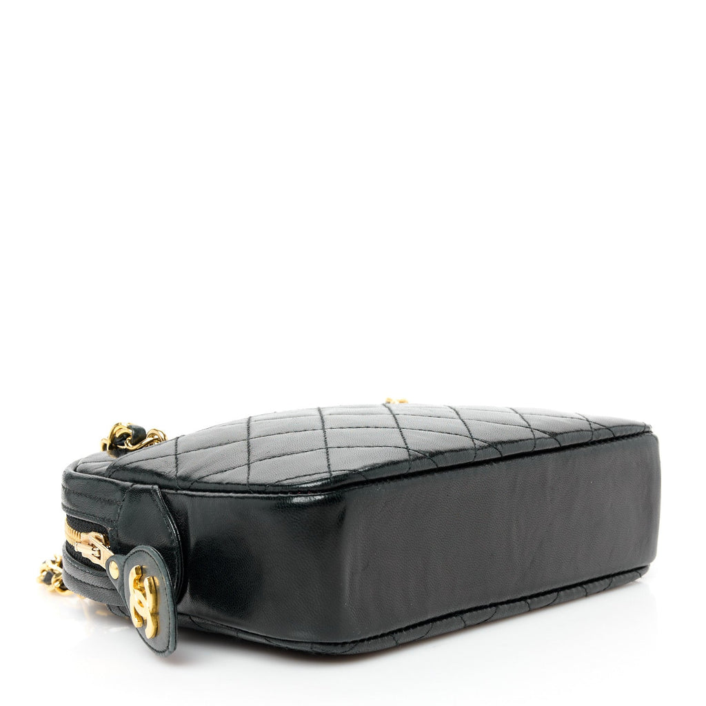 Lambskin Quilted Camera Case Black