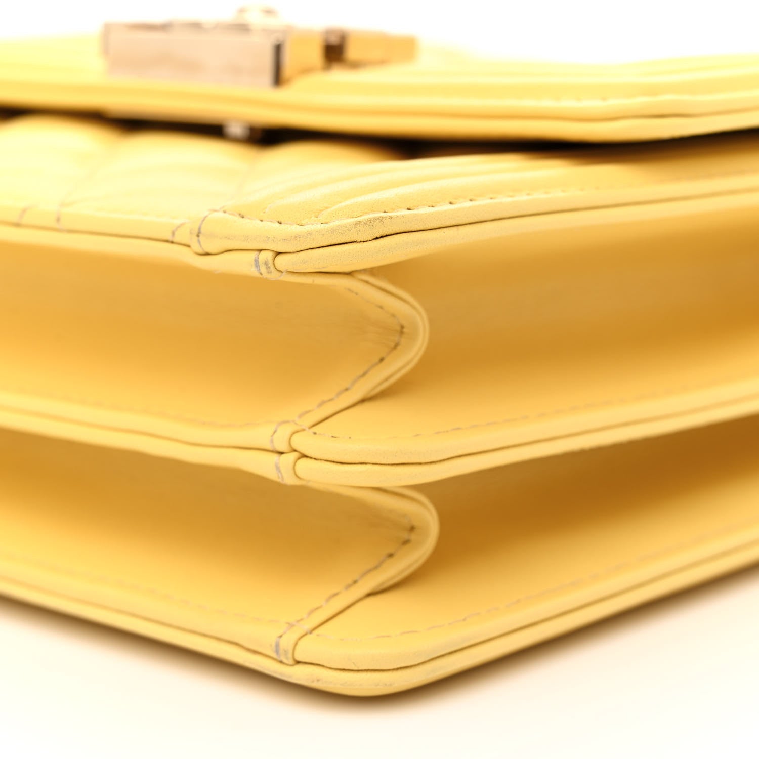 Lambskin Quilted North South Boy Flap Yellow