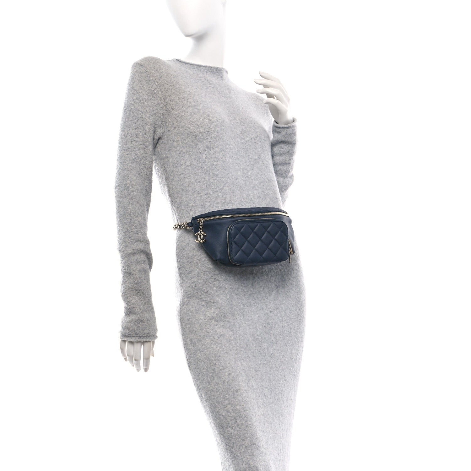 Caviar Quilted Business Affinity Waist Belt Bag Navy