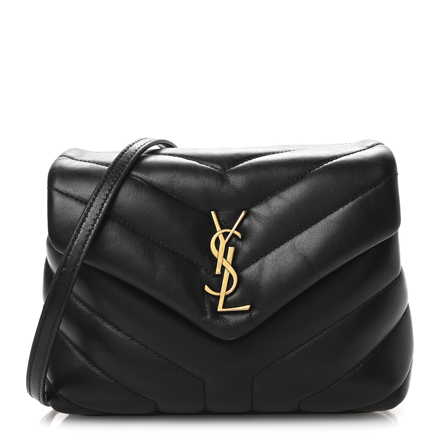 Calfskin Y Quilted Monogram Toy Loulou Crossbody Bag Black