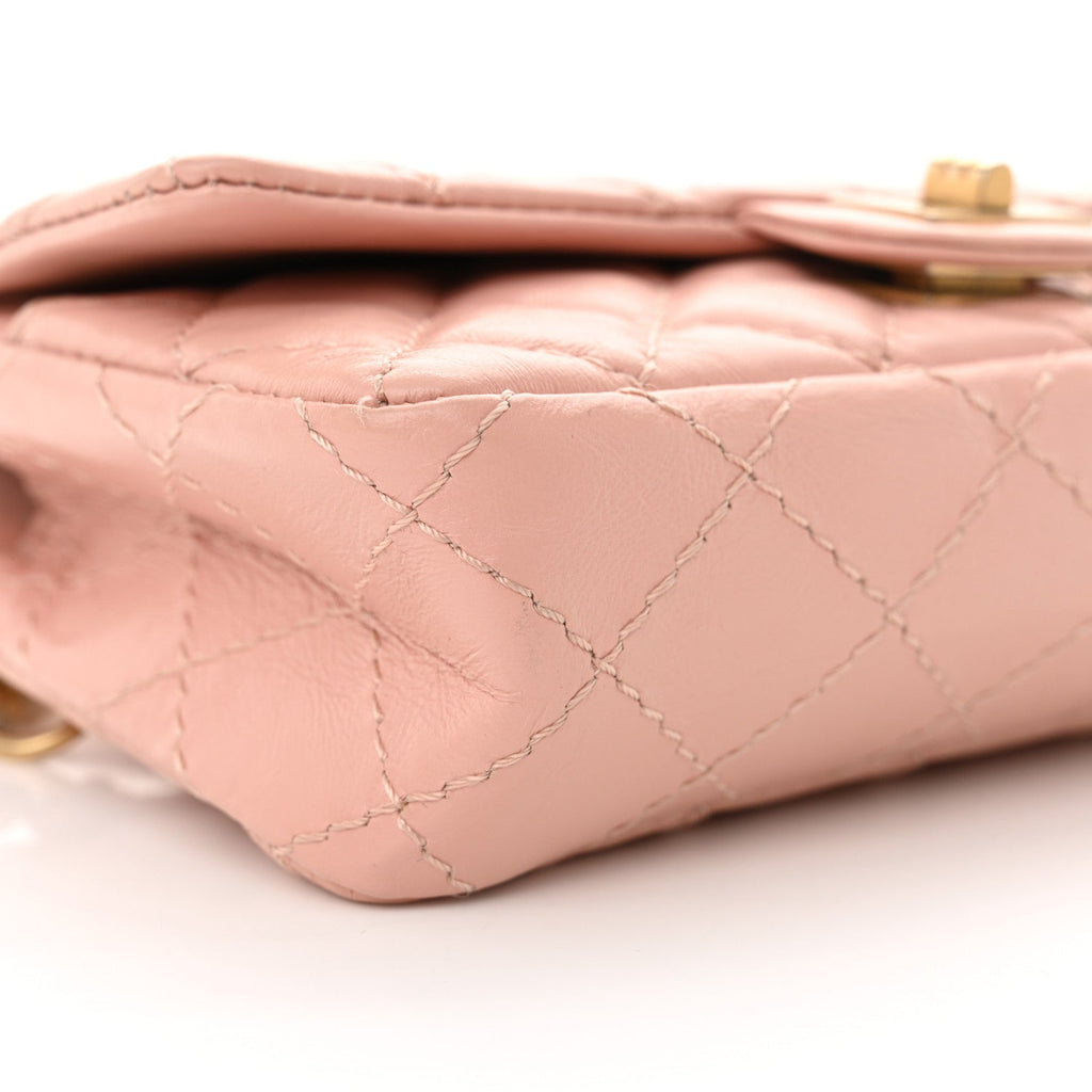 Aged Calfskin Quilted 2.55 Reissue Flap Belt Bag Pink