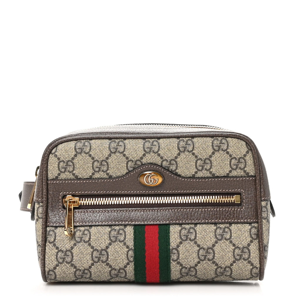 GG Supreme Monogram Web Small Ophidia Belt Bag 85 34 Dark Brown