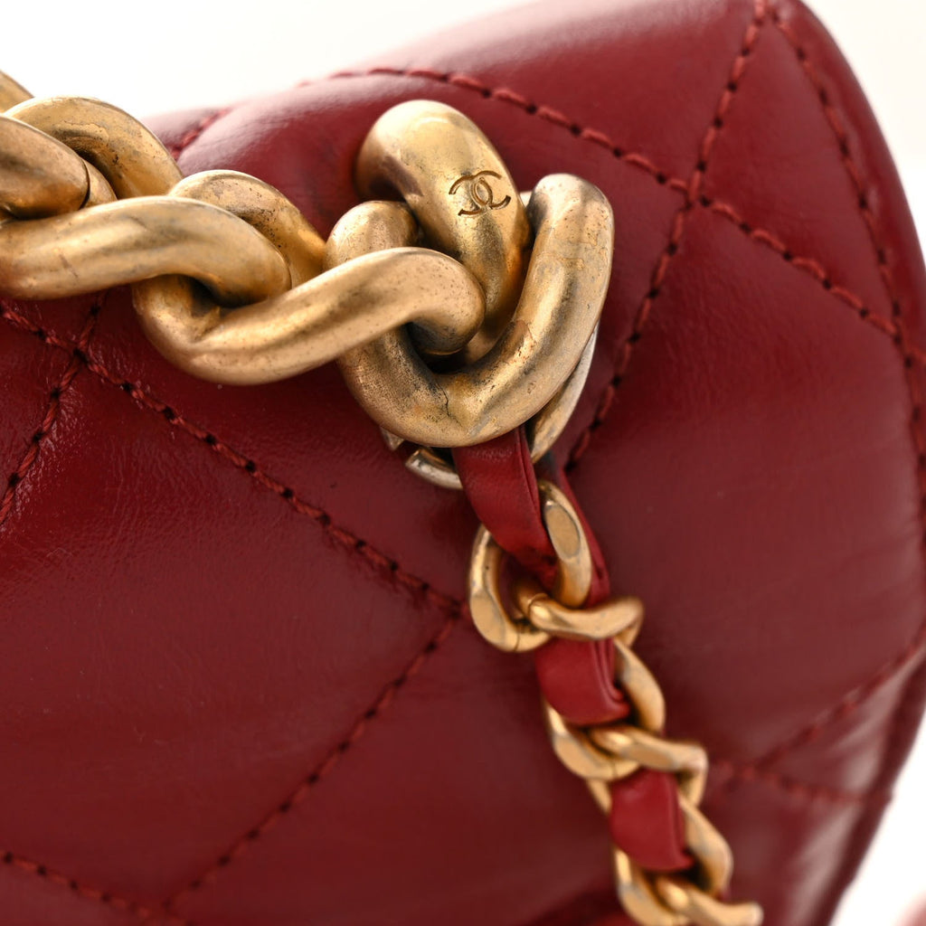 Calfskin Caviar Quilted Mini Chain Handle Flap  Red