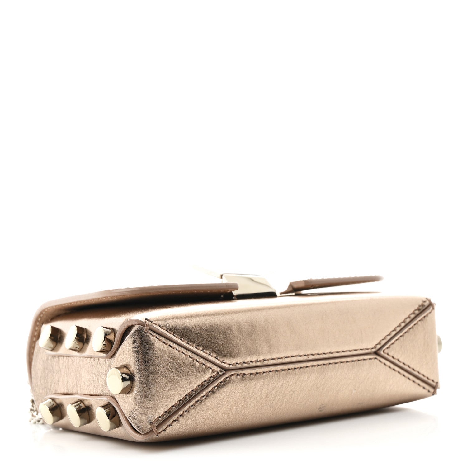 Metallic Calfskin Lockett Petite Shoulder Bag Pink