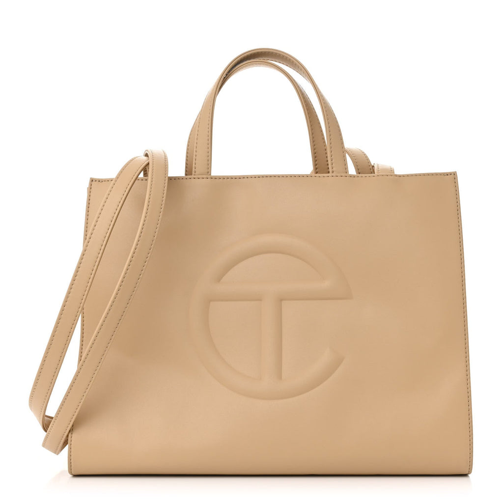 Vegan Leather Medium Shopping Bag Cream