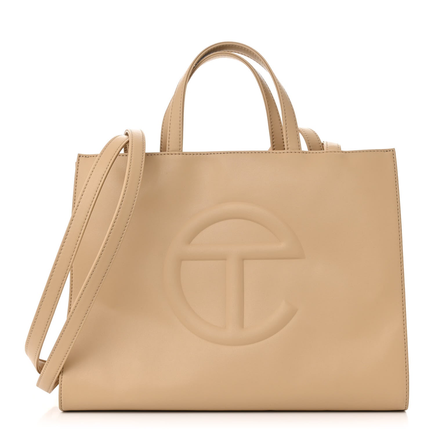 Vegan Leather Medium Shopping Bag Cream