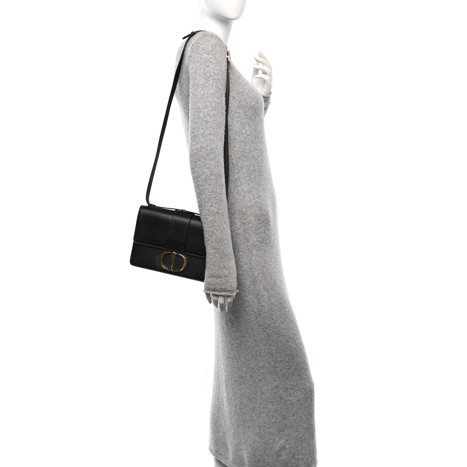 Smooth Calfskin 30 Montaigne Flap Bag Black