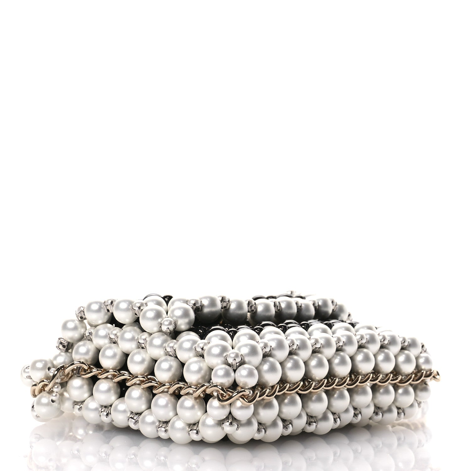 Crystal Pearl Beaded Mini Rectangular Flap Black White