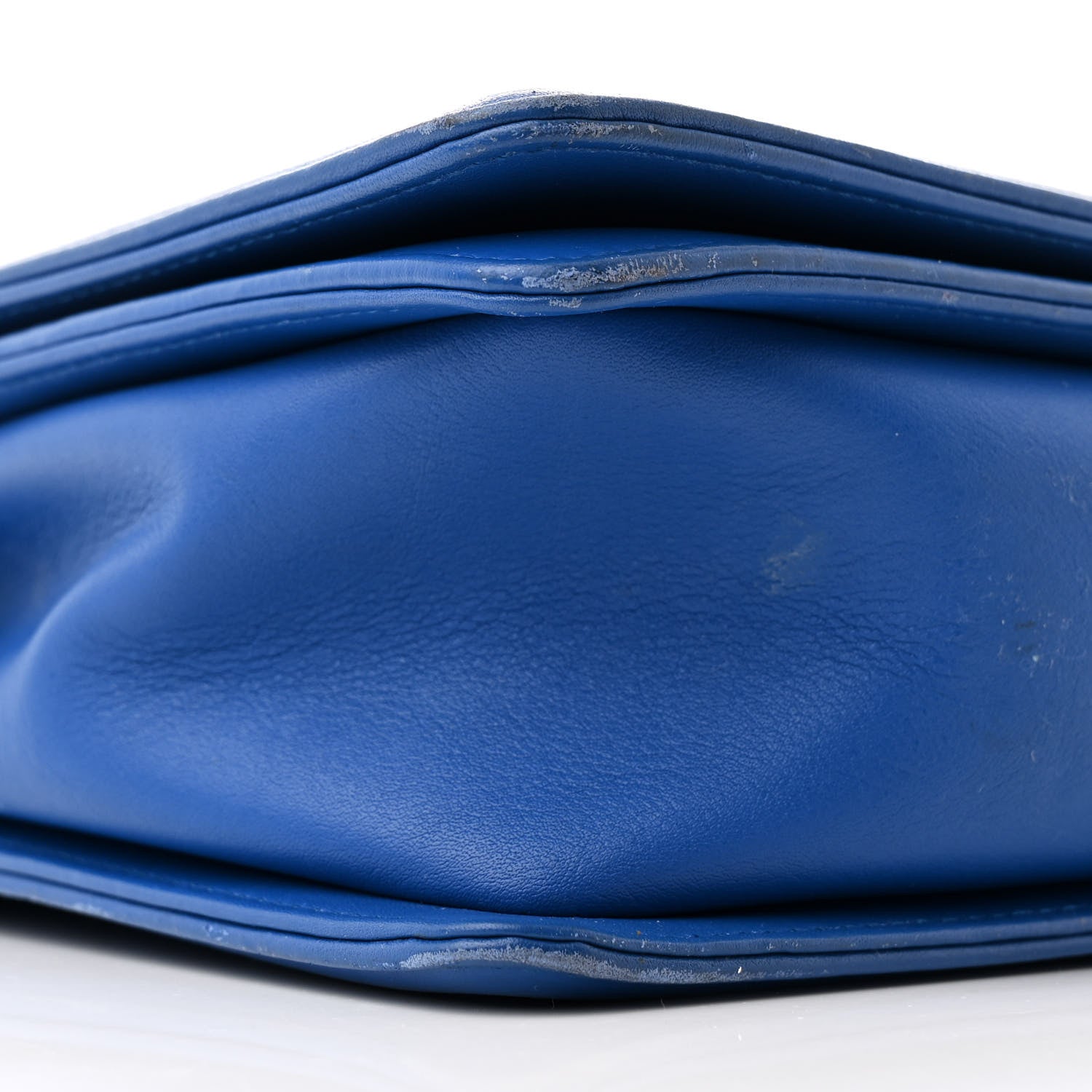 Calfskin Chevron Quilted Large Boy Flap Blue