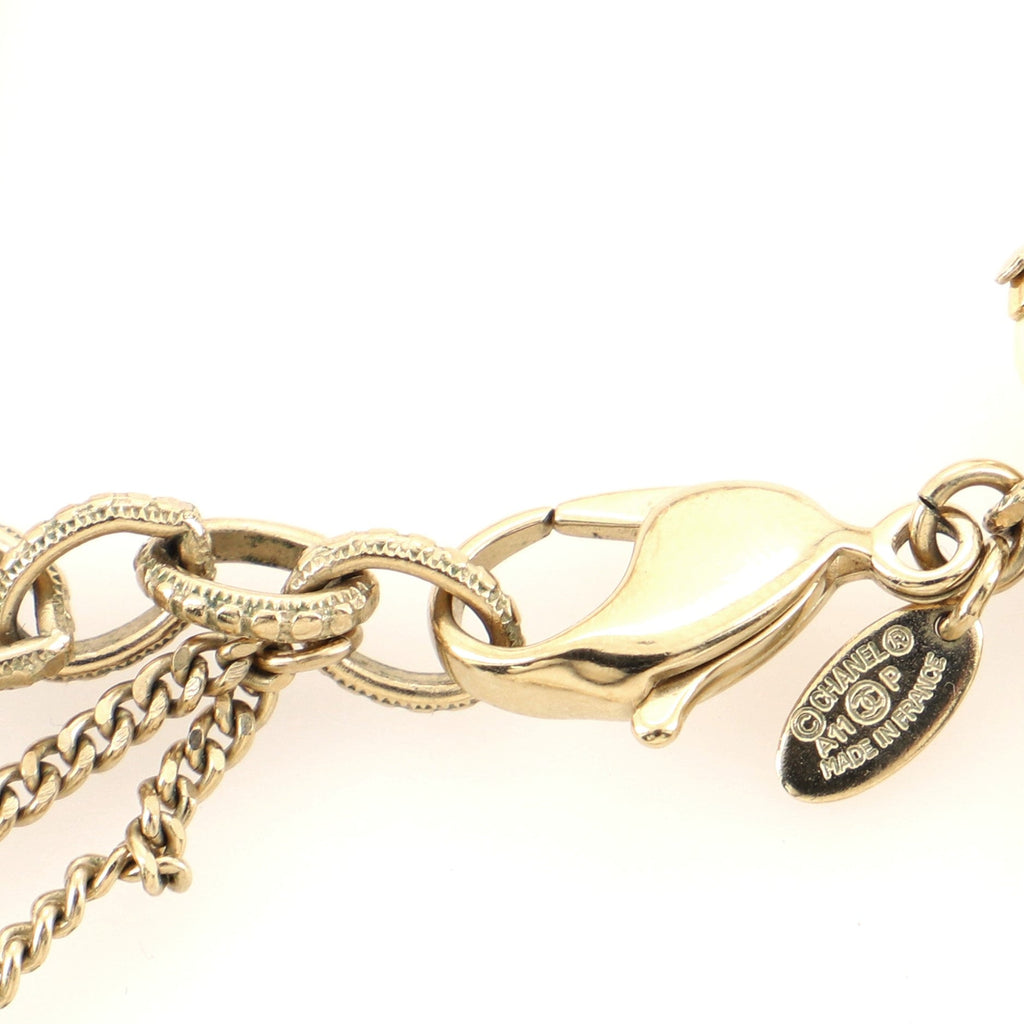 CC Long Necklace Faux Pearls and Metal