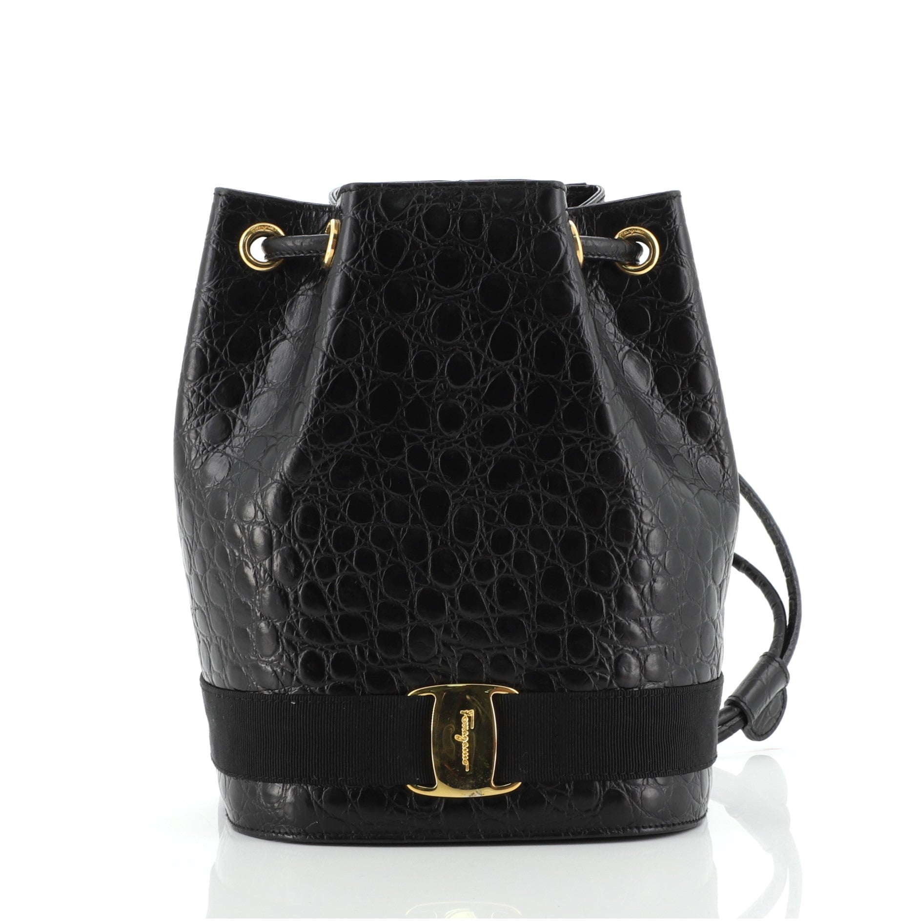 Vara Bucket Backpack Embossed Leather Mini