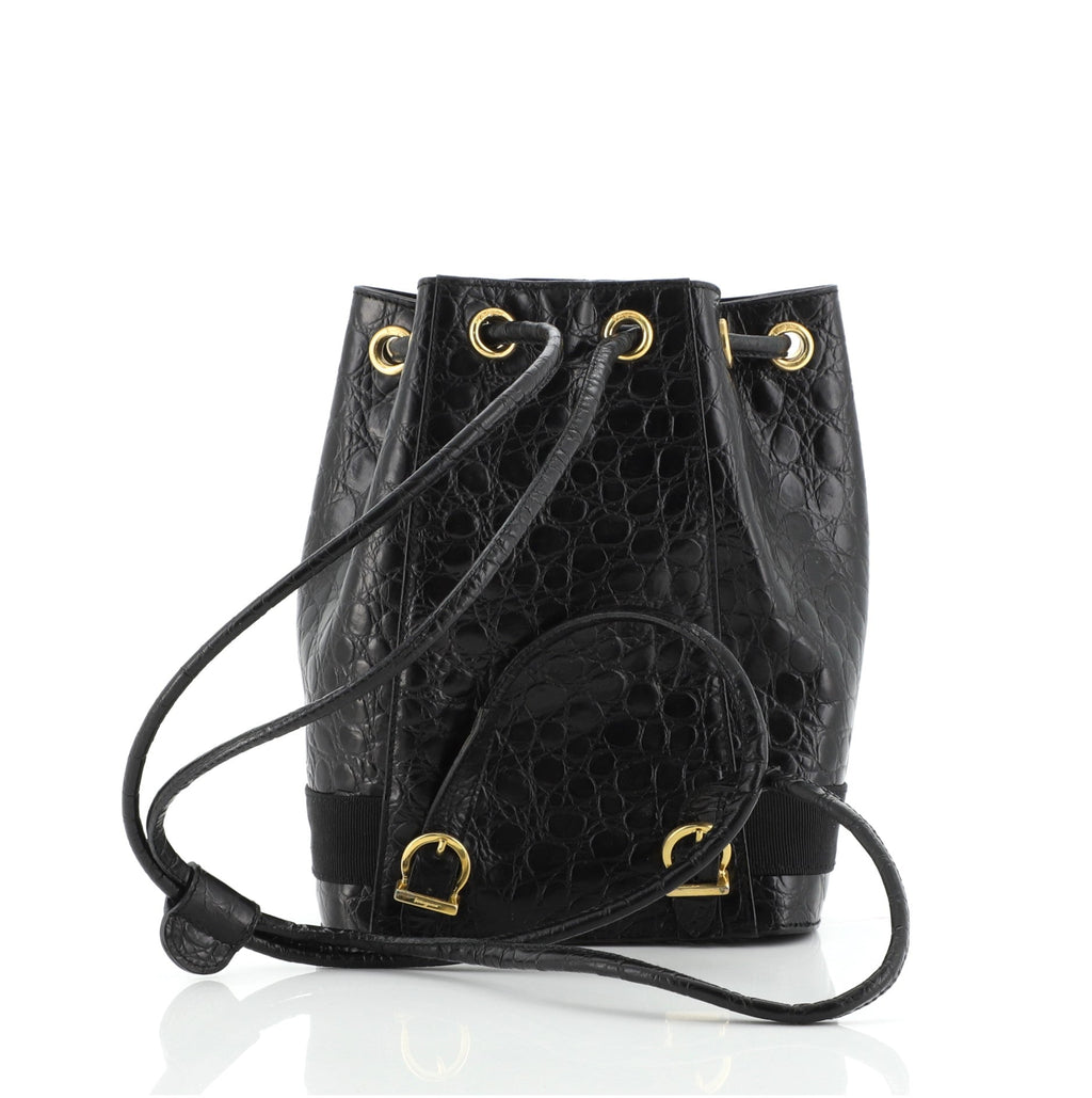Vara Bucket Backpack Embossed Leather Mini