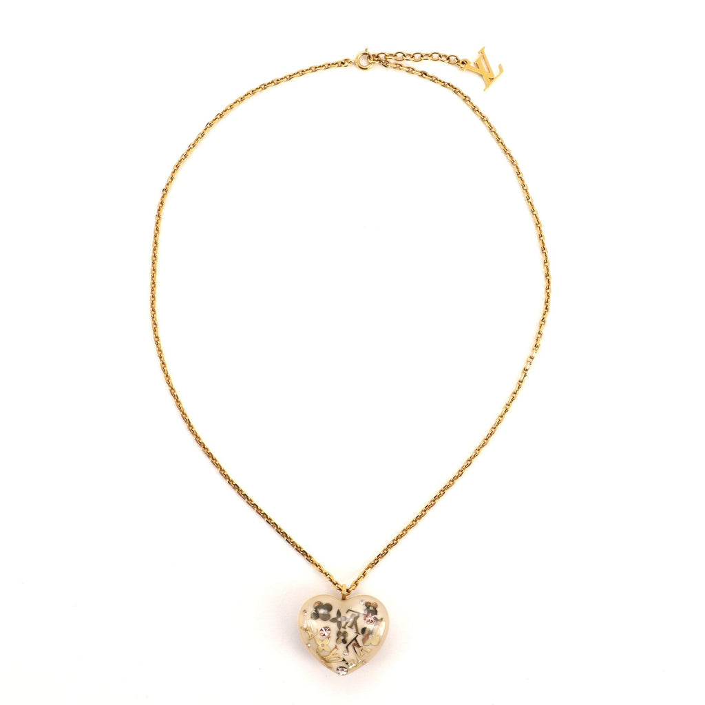 Inclusion Heart Pendant Necklace Metal and Resin
