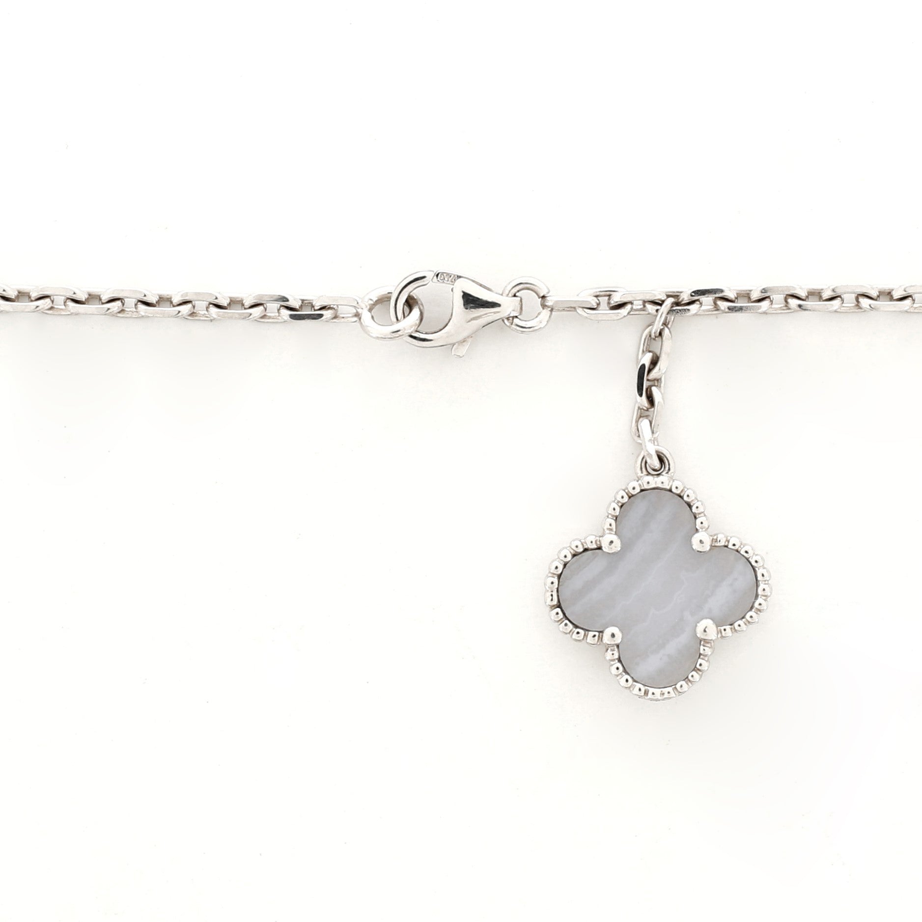 Magic Alhambra 6 Motif MOP Chalcedony Necklace 18K White Gold