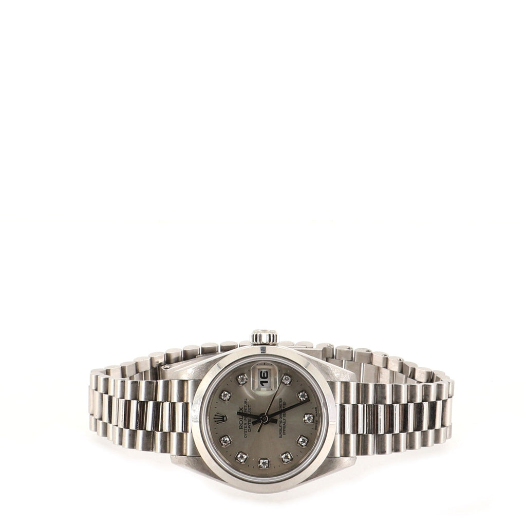 Oyster Perpetual Datejust Automatic Watch Platinum with Diamond Markers 26