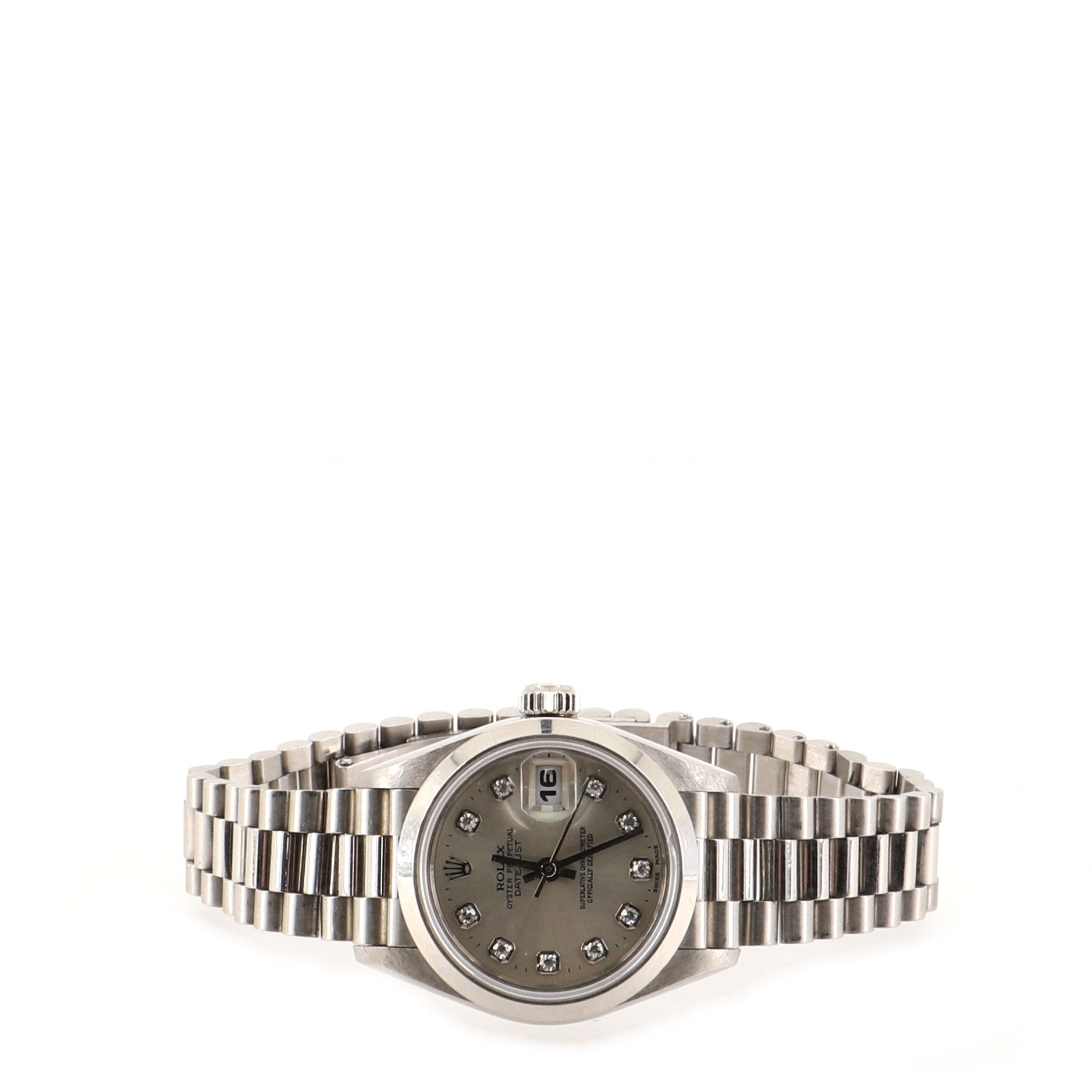 Oyster Perpetual Datejust Automatic Watch Platinum with Diamond Markers 26
