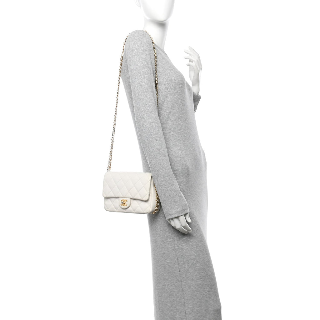 Caviar Quilted Mini CC You Flap White