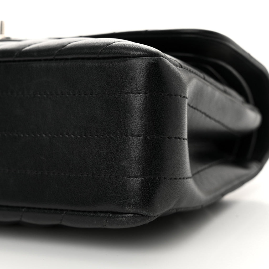 Lambskin Chevron Quilted Small Double Flap Black