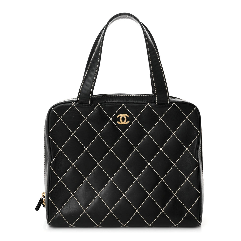 Calfskin Contrast Stitch Surpique Black