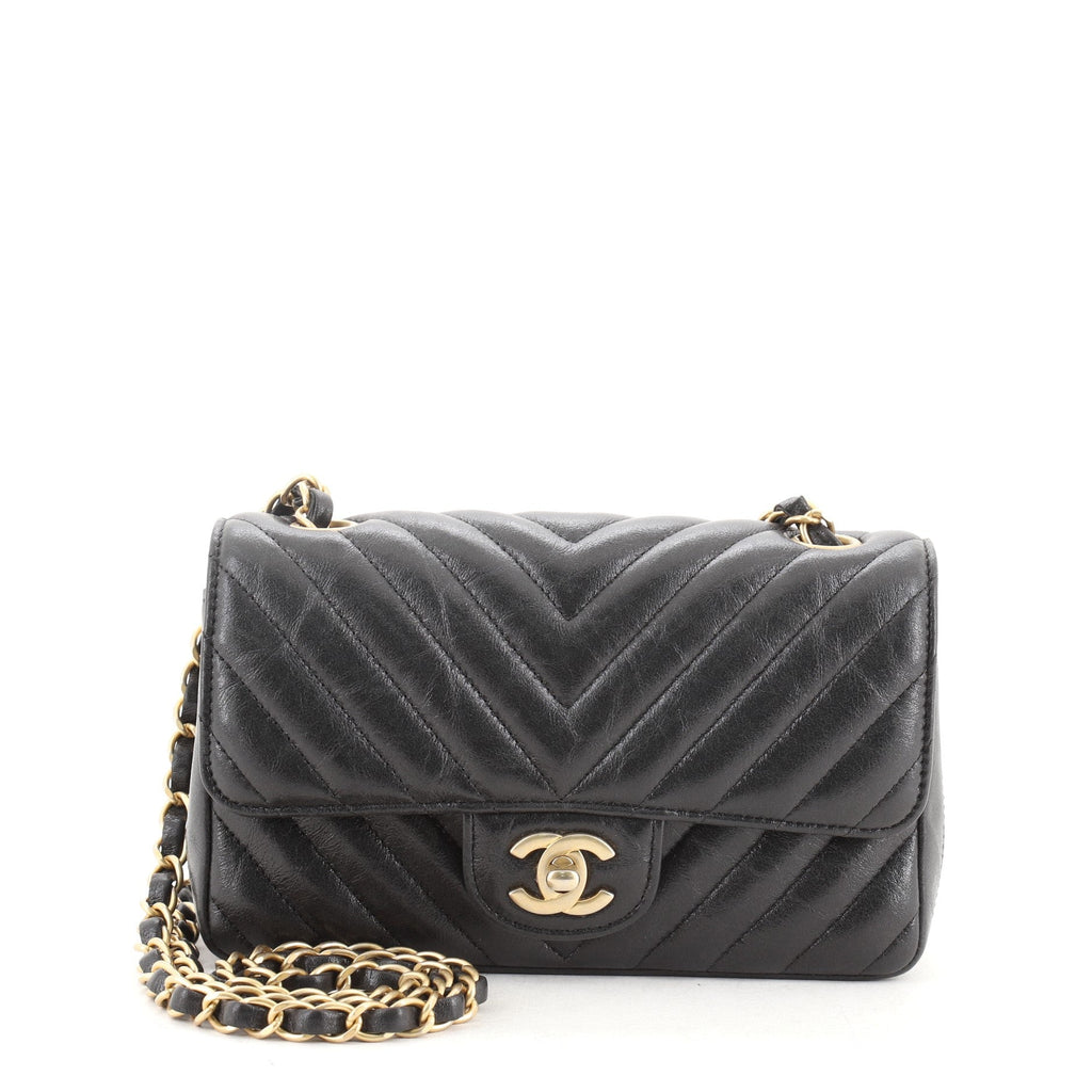 Classic Single Flap Bag Chevron Crumpled Iridescent Calfskin Mini