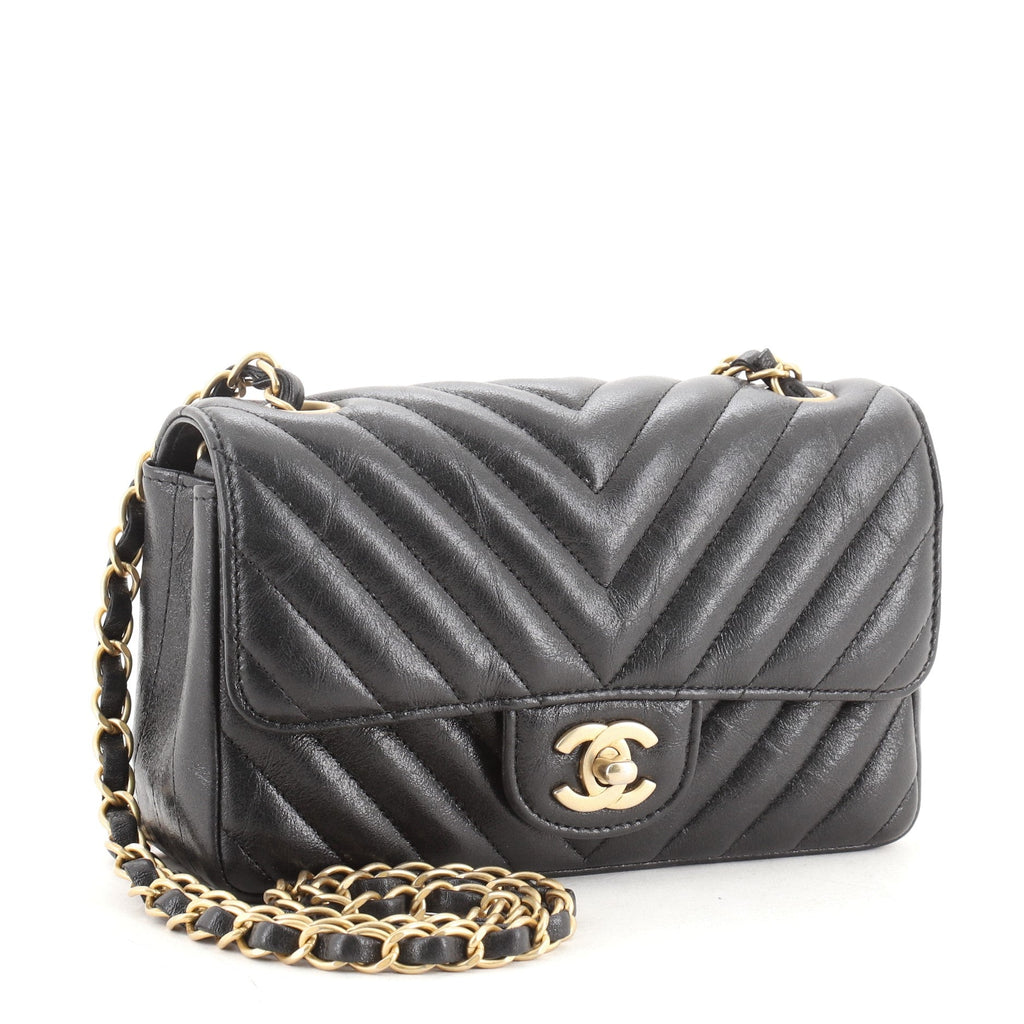 Classic Single Flap Bag Chevron Crumpled Iridescent Calfskin Mini