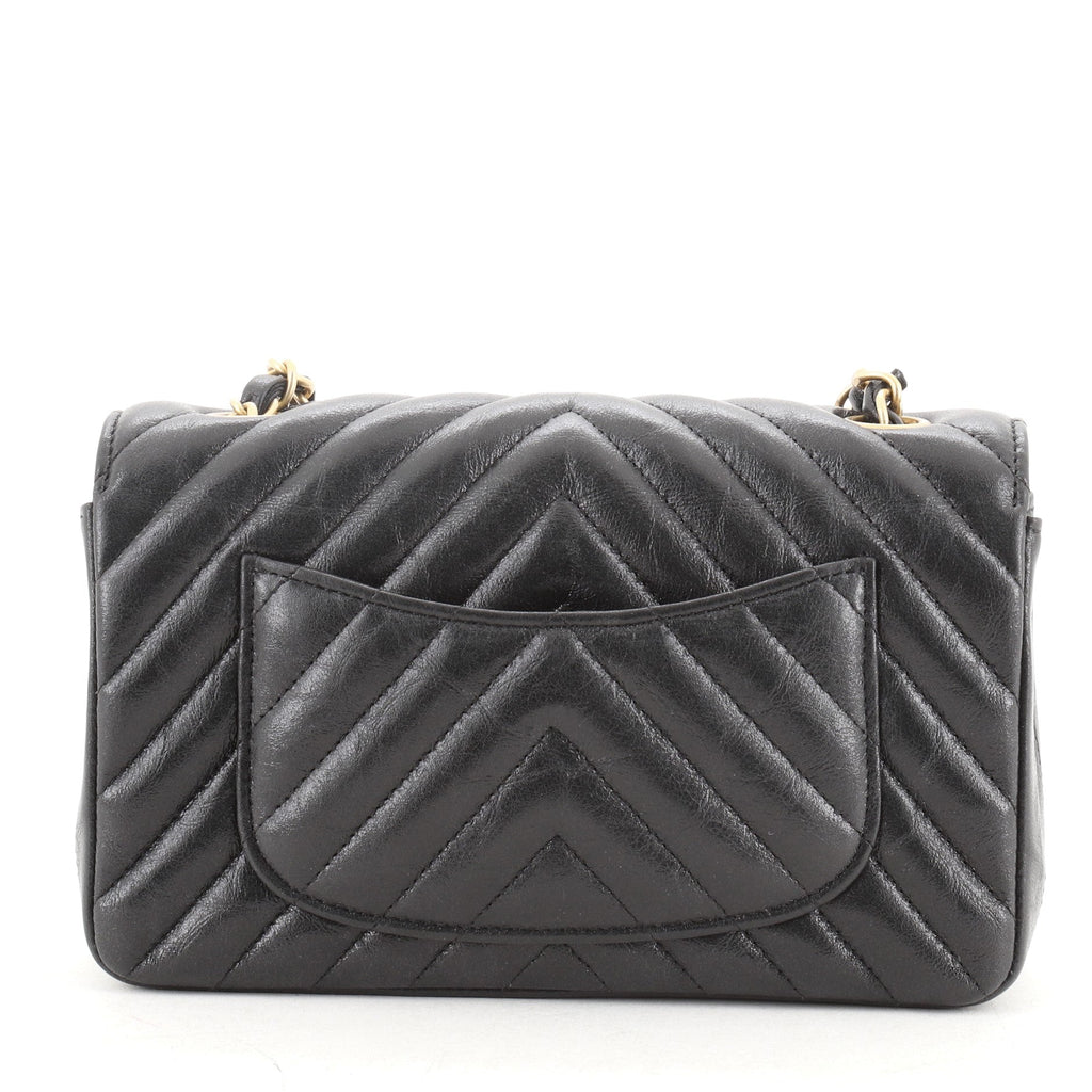 Classic Single Flap Bag Chevron Crumpled Iridescent Calfskin Mini