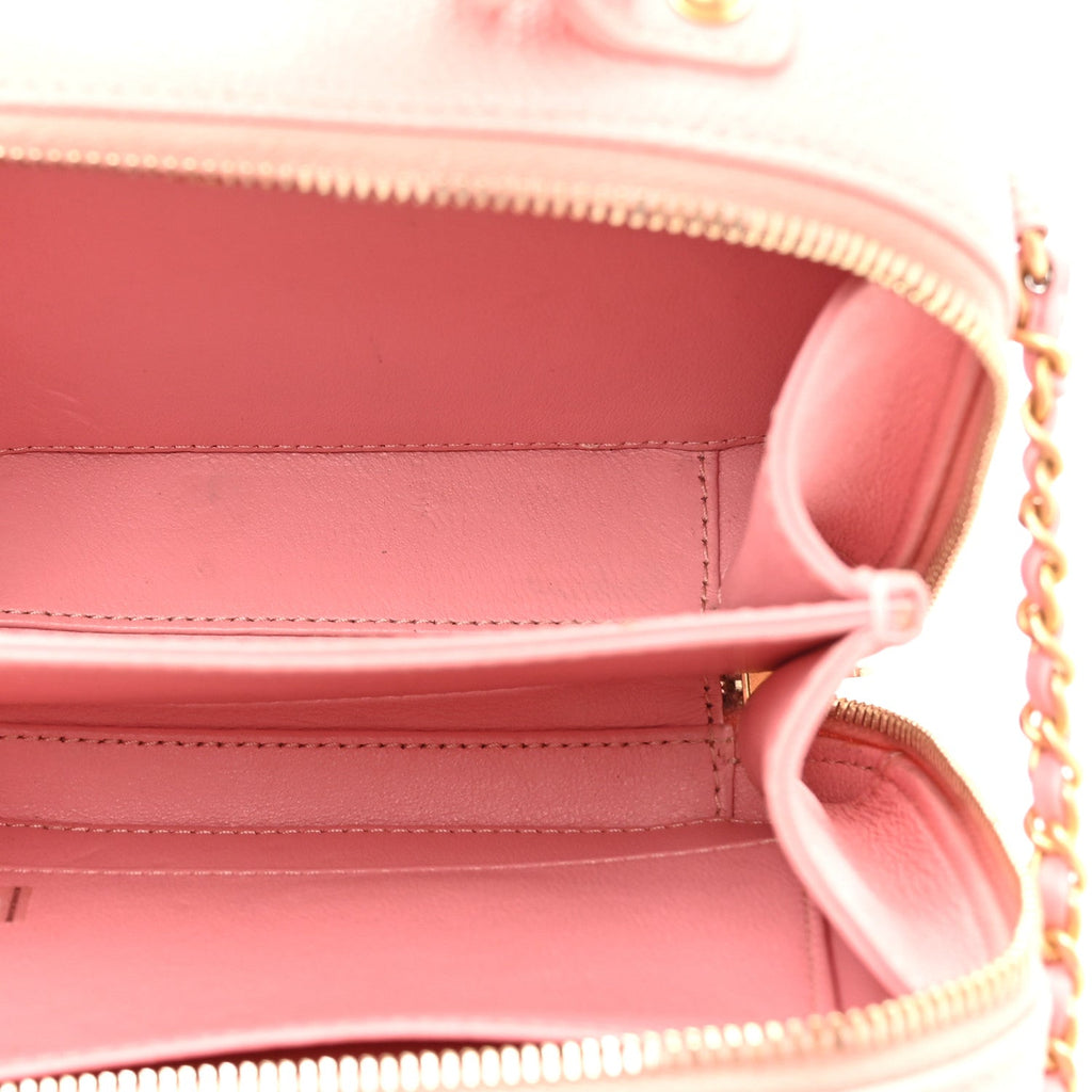 Caviar Quilted Small CC Filigree Vanity Case Rose Pink
