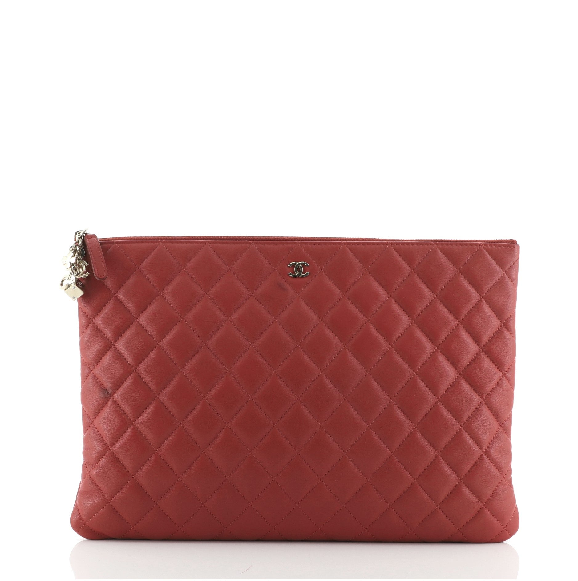 CC Casino O Case Clutch Quilted Lambskin Large