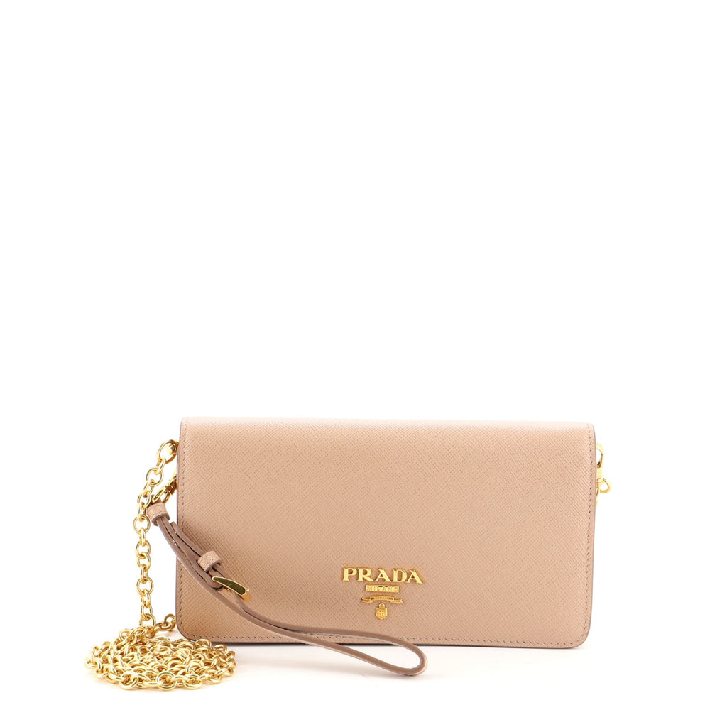 Wristlet Wallet on Chain Saffiano Leather Mini