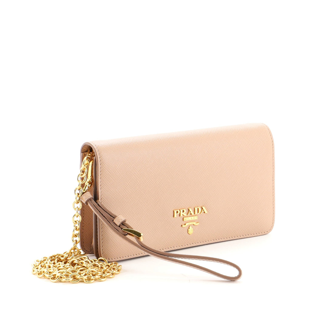 Wristlet Wallet on Chain Saffiano Leather Mini