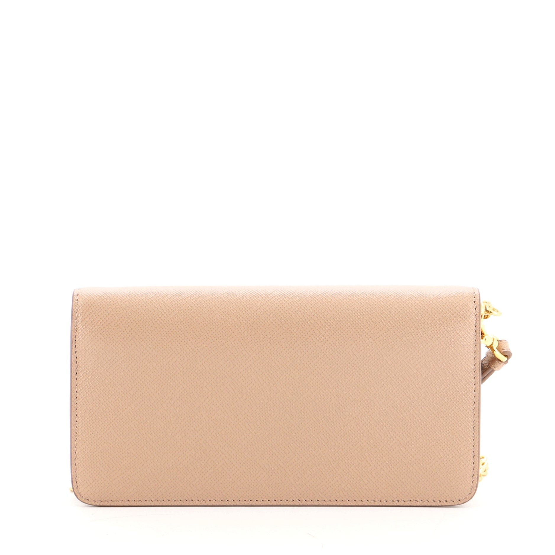 Wristlet Wallet on Chain Saffiano Leather Mini