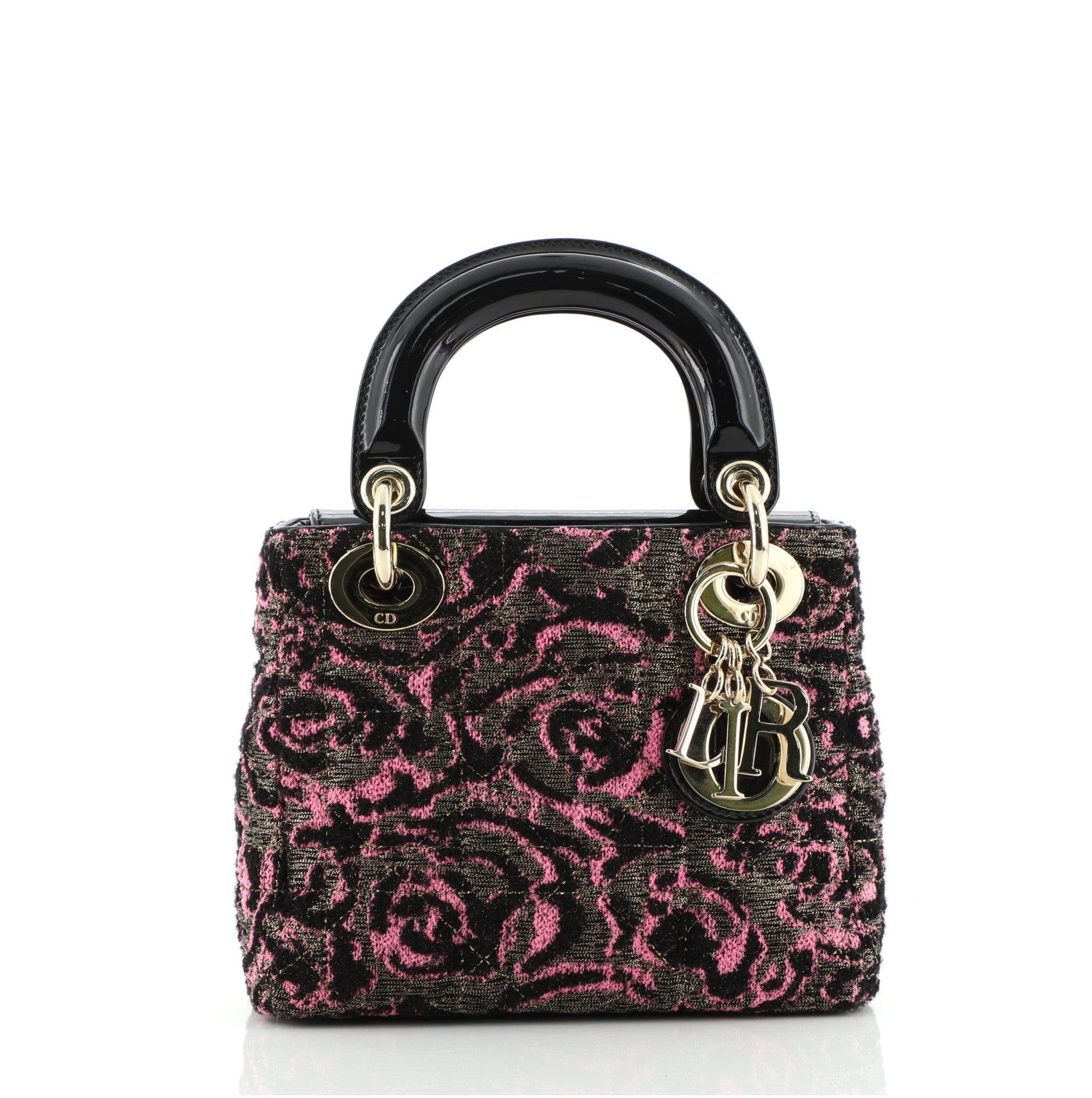 Lady Dior Bag Cannage Quilt Tweed with Patent Mini