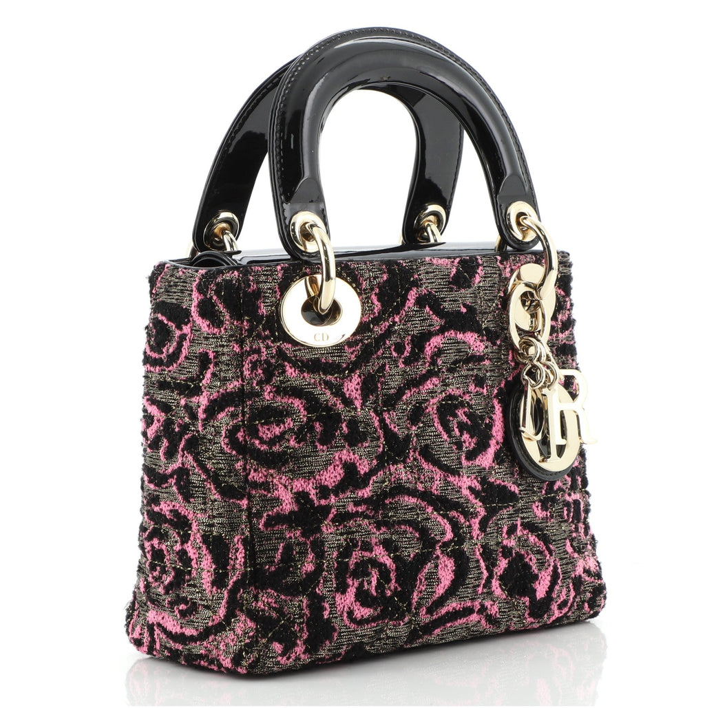 Lady Dior Bag Cannage Quilt Tweed with Patent Mini