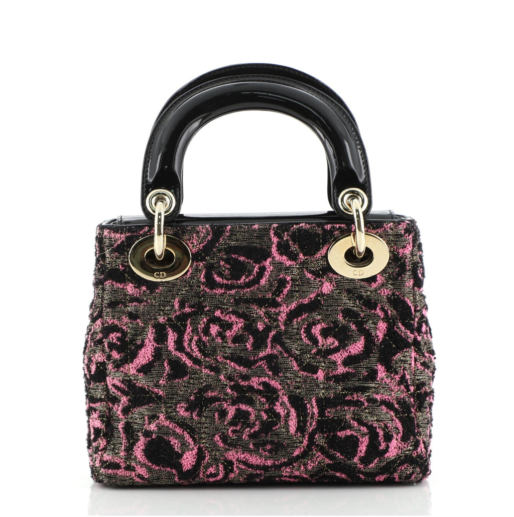 Lady Dior Bag Cannage Quilt Tweed with Patent Mini