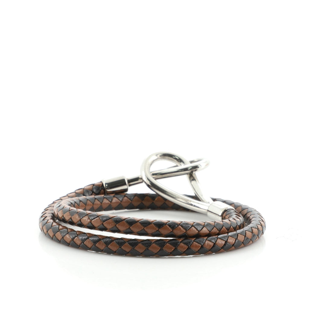 Jumbo Hook Choker Necklace Woven Leather and Metal