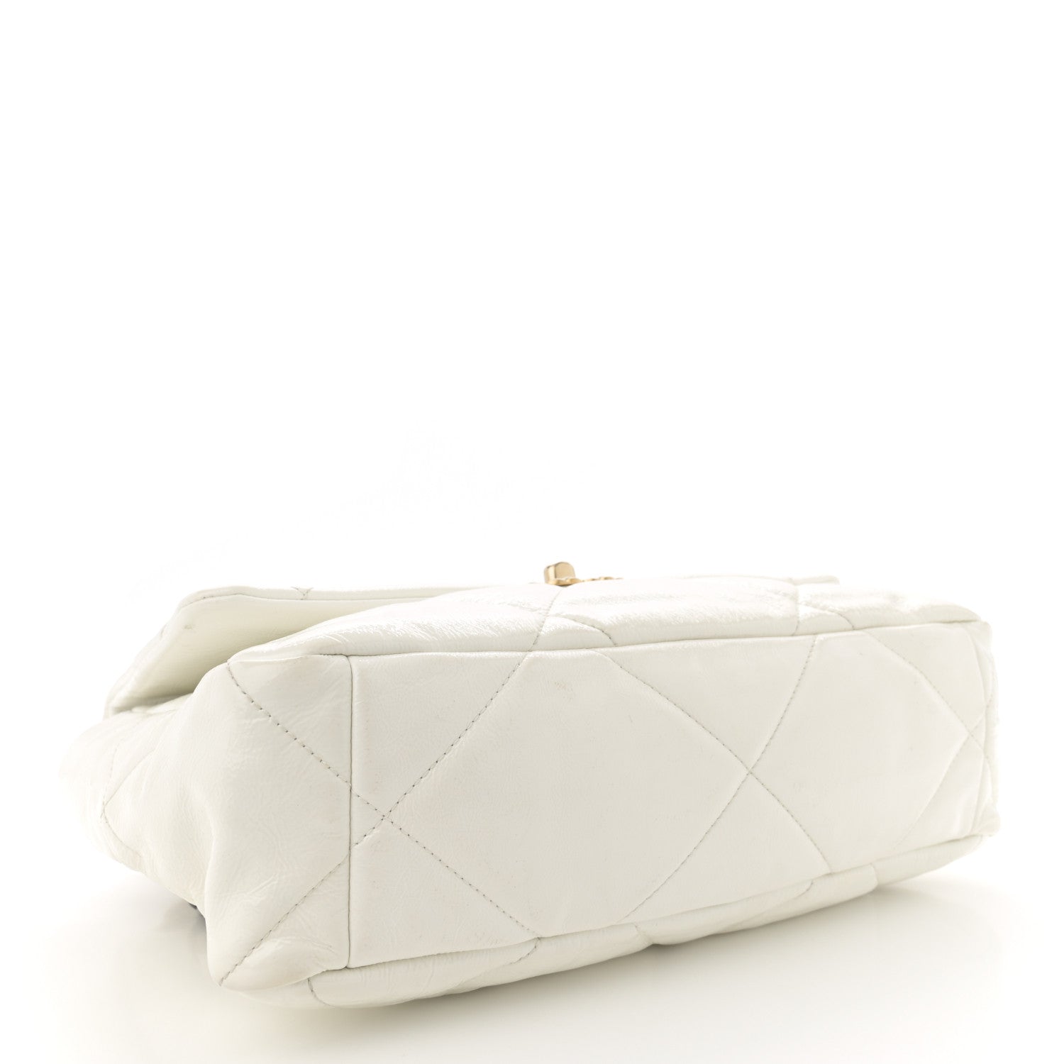 Shiny Crumpled Calfskin Quilted Medium Chanel 19 Flap White