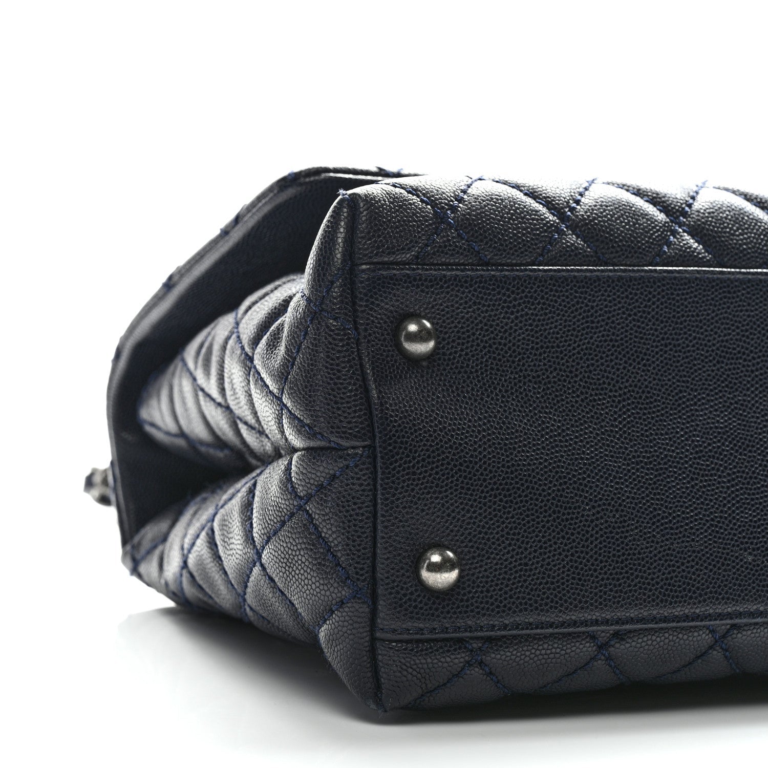 Caviar Lizard Quilted Small Coco Handle Flap Navy Blue