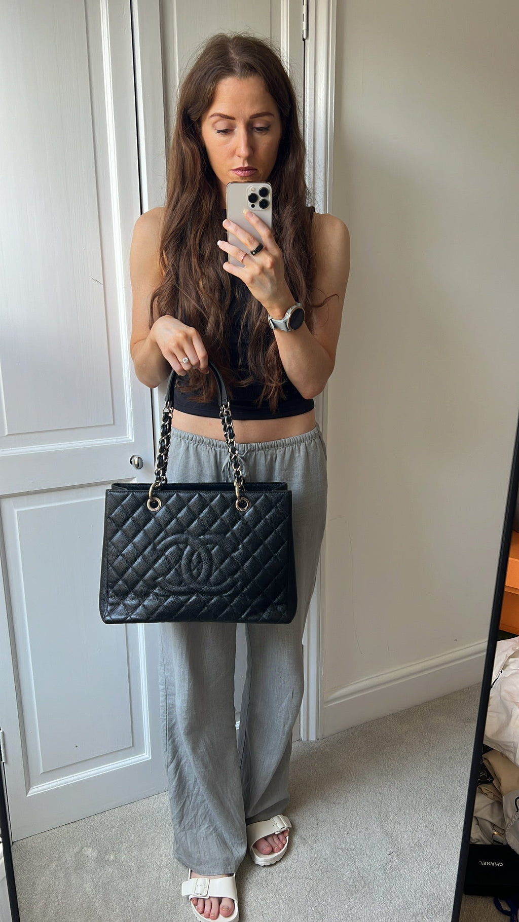 Chanel Black Caviar Grand Shopper Tote (GST) Silver Hardware