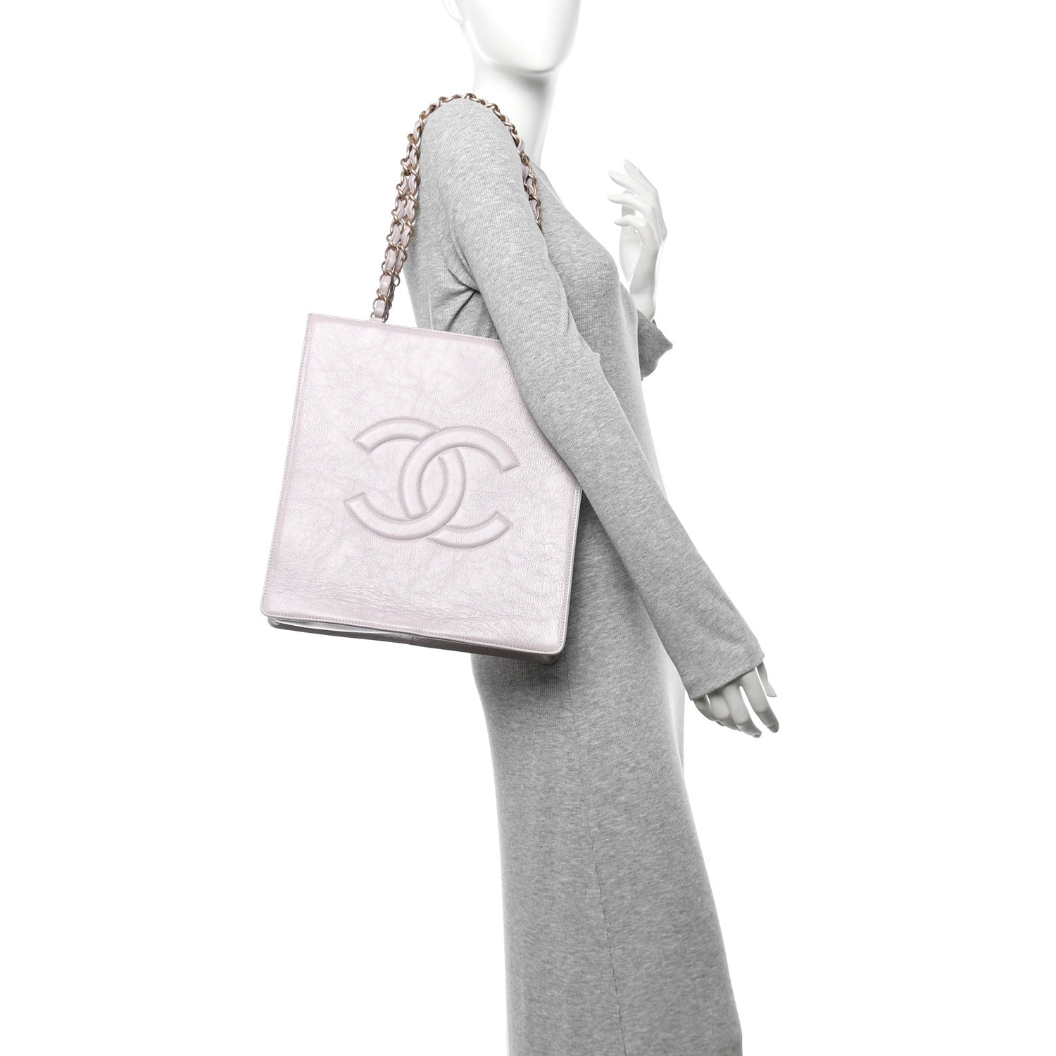 Shiny Aged Calfskin North South Shopping Bag Lilac