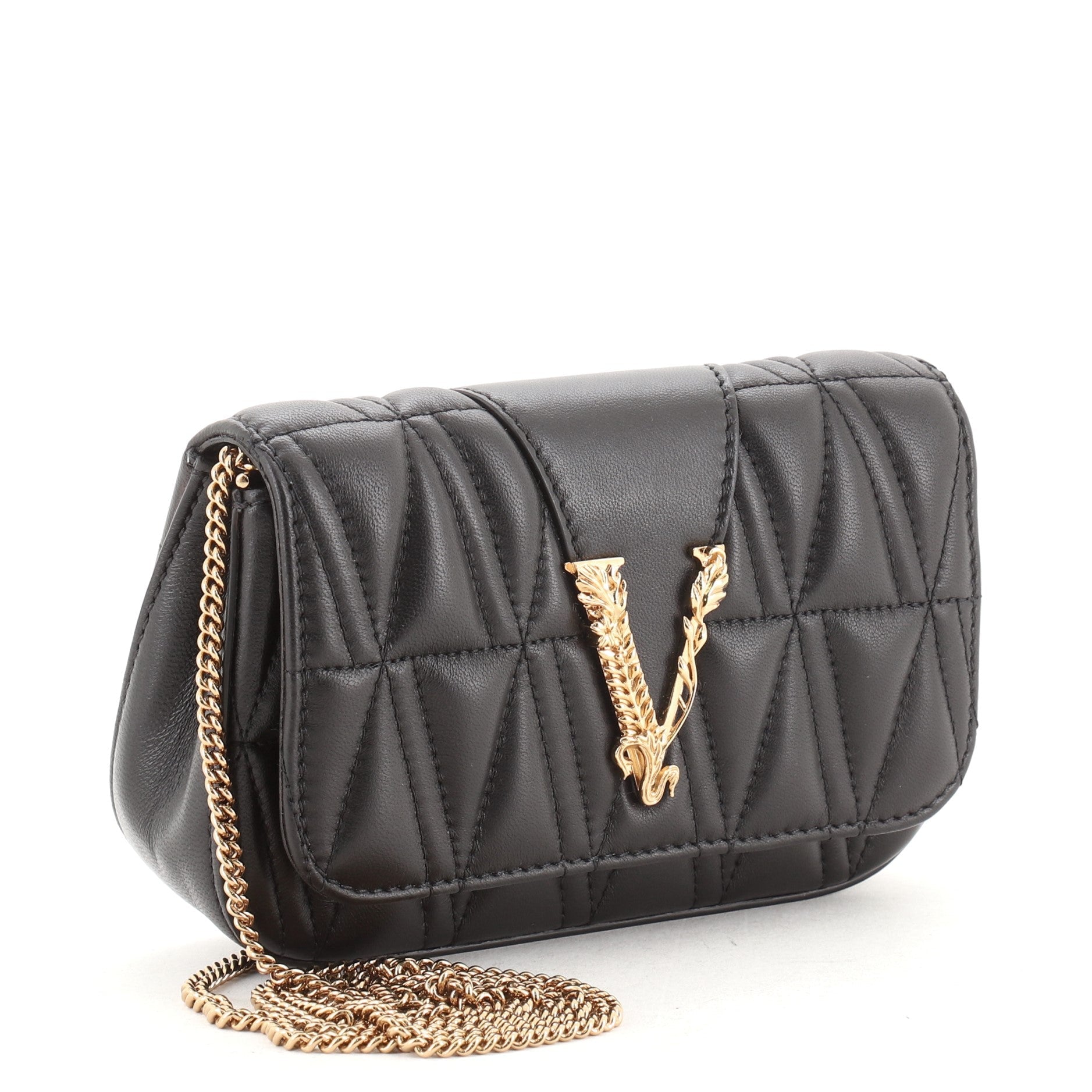 Virtus Clutch on Chain Quilted Leather