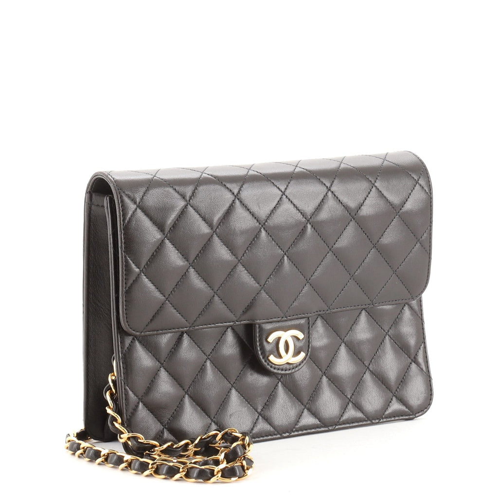 Vintage Clutch with Chain Quilted Leather Small