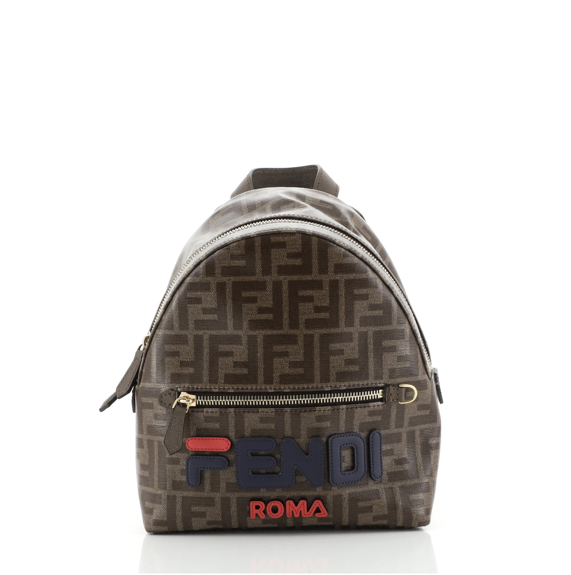 Mania Logo Backpack Zucca Coated Canvas Mini