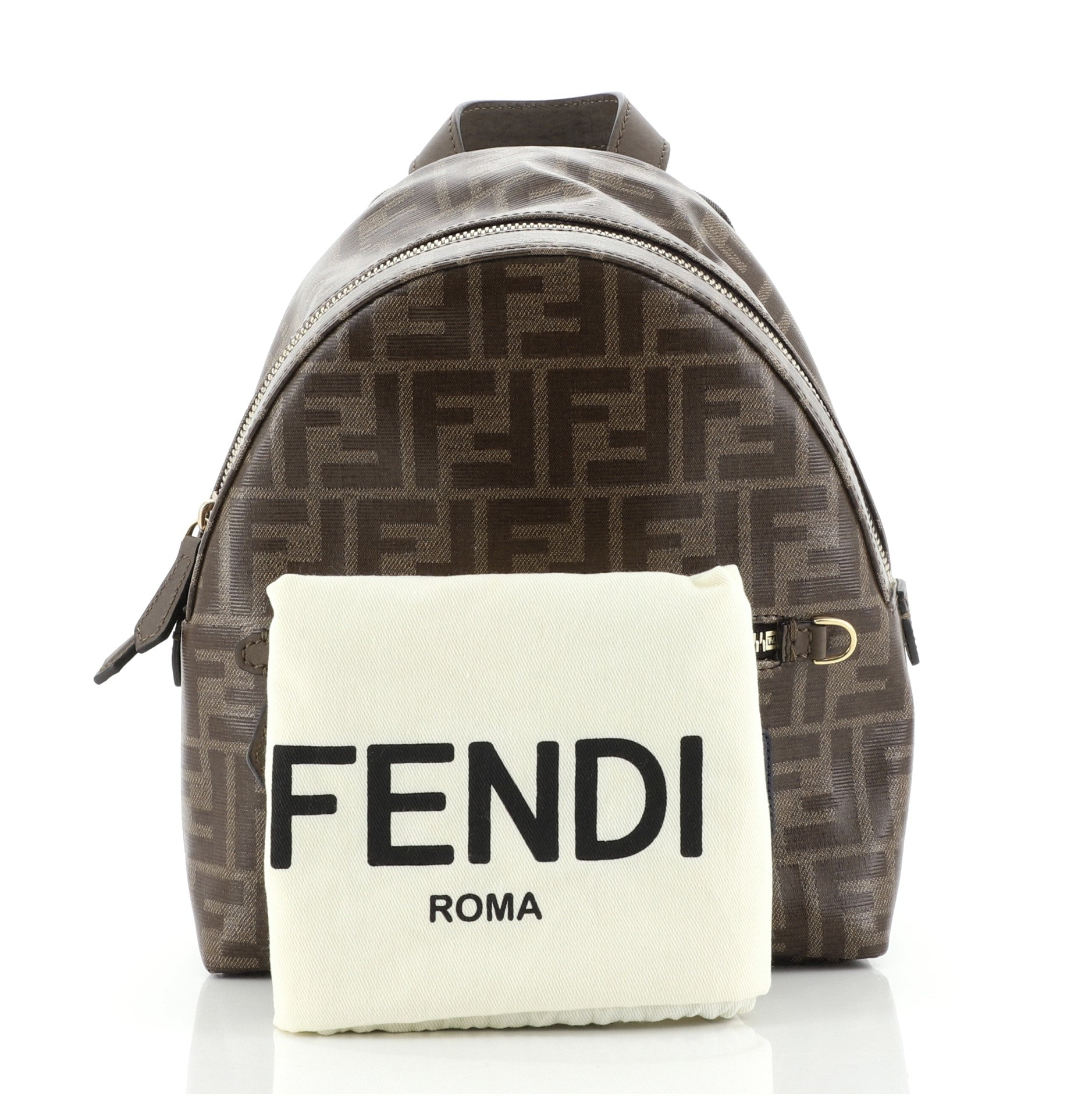 Mania Logo Backpack Zucca Coated Canvas Mini
