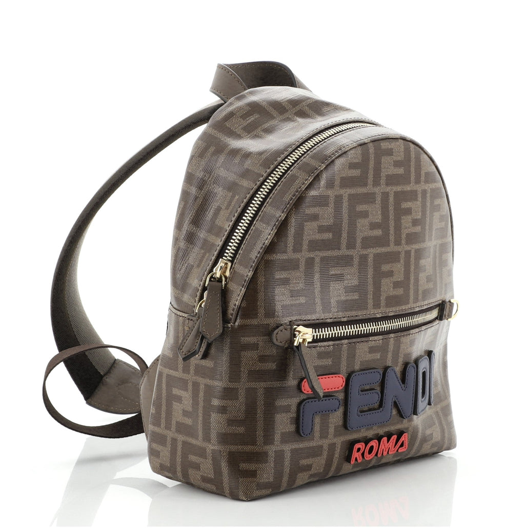 Mania Logo Backpack Zucca Coated Canvas Mini