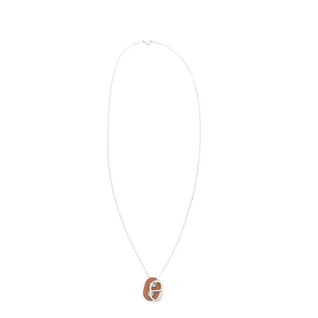 O'Maillon Pendent Necklace Plated Metal and Leather