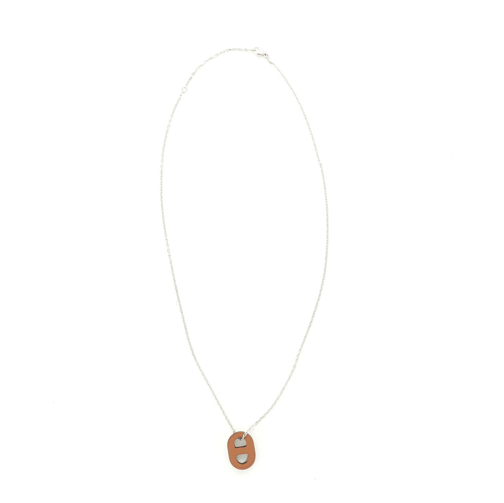 O'Maillon Pendent Necklace Plated Metal and Leather