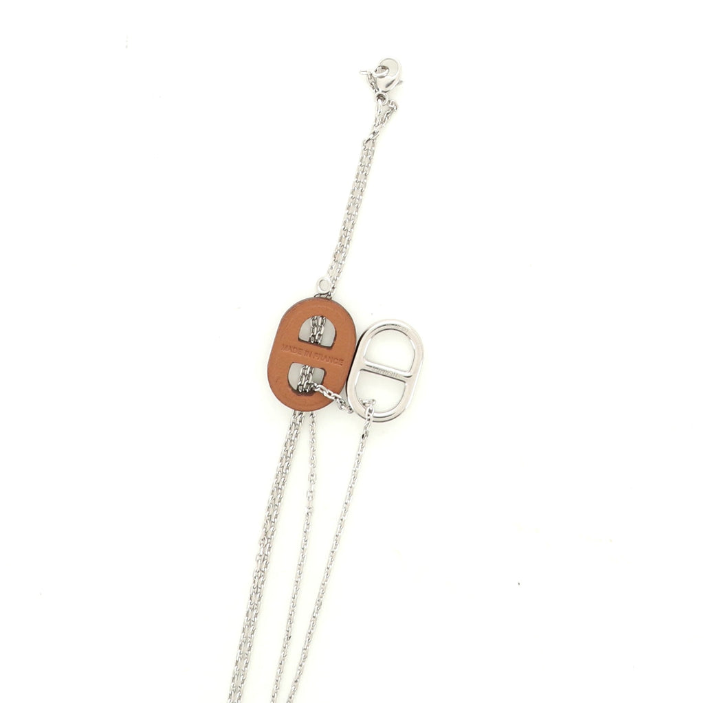 O'Maillon Pendent Necklace Plated Metal and Leather