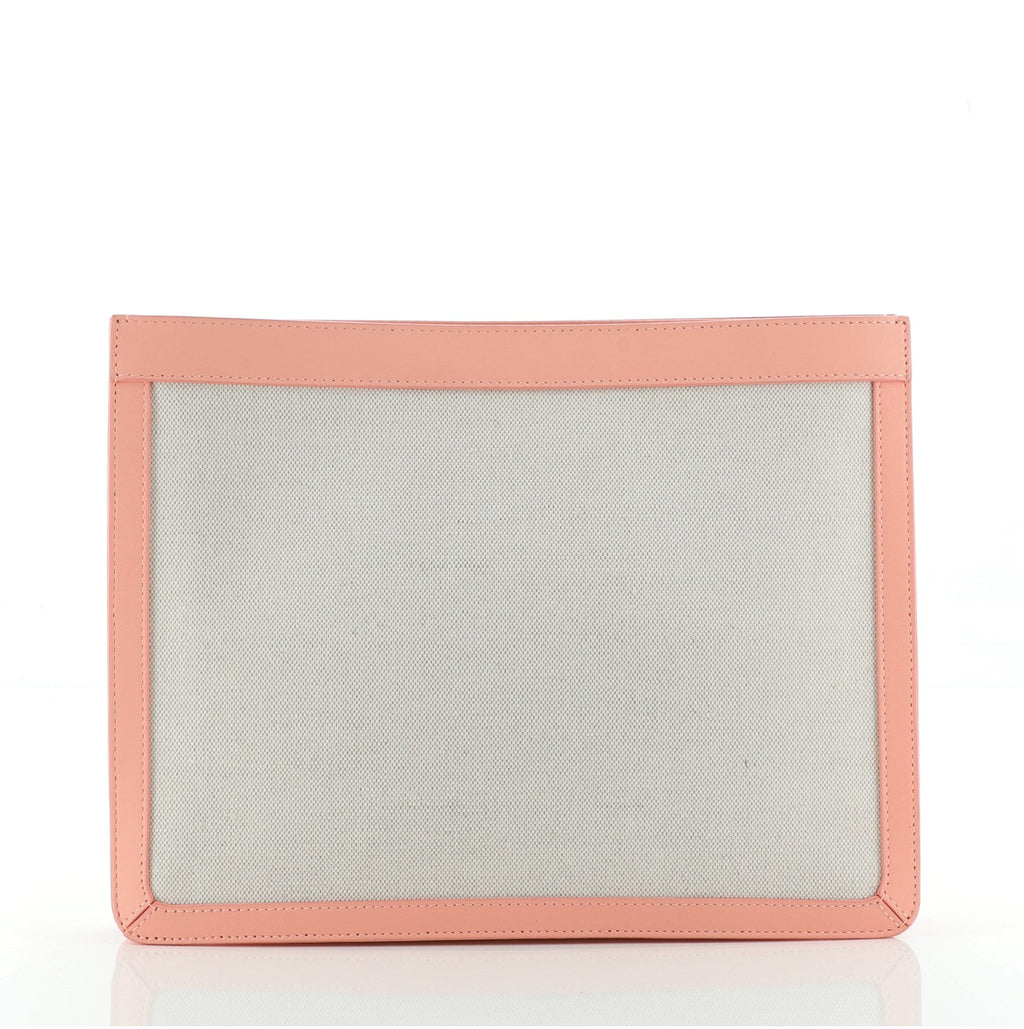 Navy Clutch Canvas with Leather Large